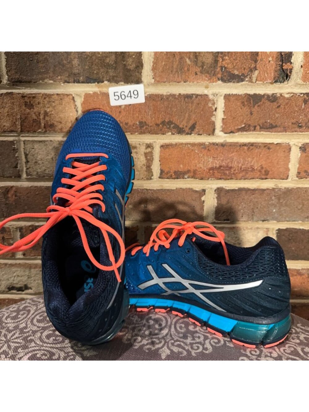 Asics Gel-Quantum 180 Running Shoes Size 10 Blue Orange Synthetic Fiber T6G2N - Picture 8 of 8